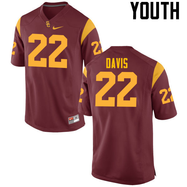 Youth #22 Justin Davis USC Trojans College Football Jerseys-Red
